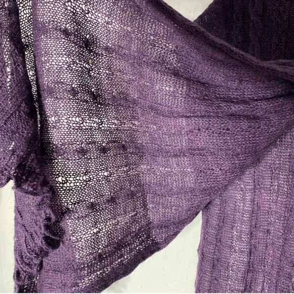Holt Renfrew Purple Acrylic Mohair Wool Long Cable Knit  Scarf - Picture 13 of 13